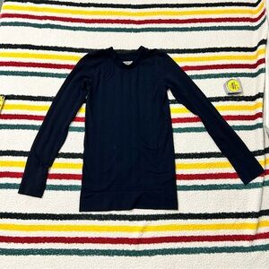 Athleta navy blue crew neck long sleeve ribbed design body con tunic micro dress